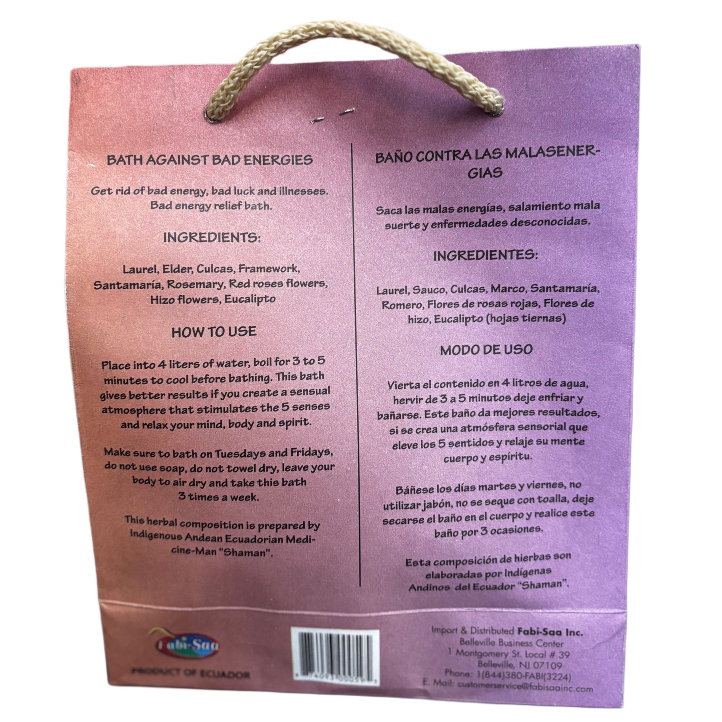 Banos contra las malas energias/Bath mix against bad energy- 2oz (60g)