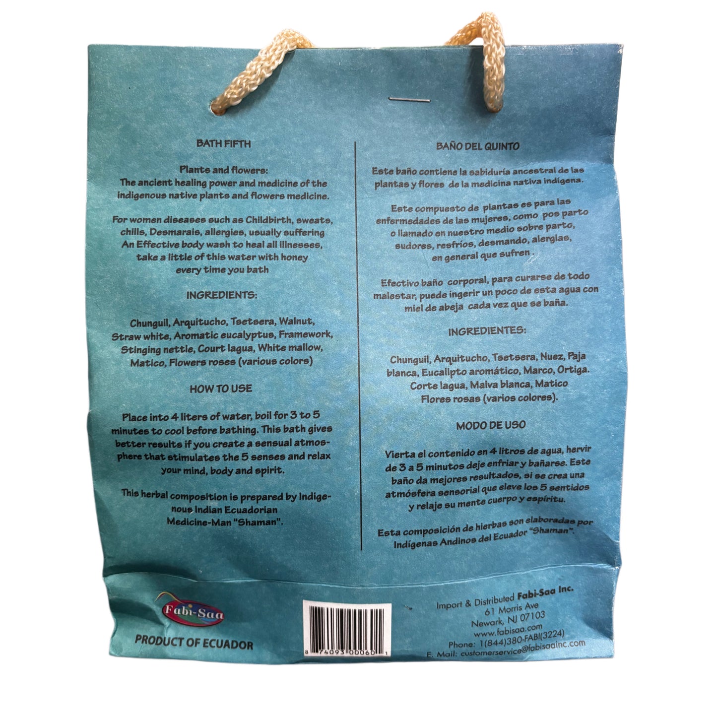 Banos medicinales de hierbas naturales del quinto/Natural herbs mix bath- 2 oz (60g)