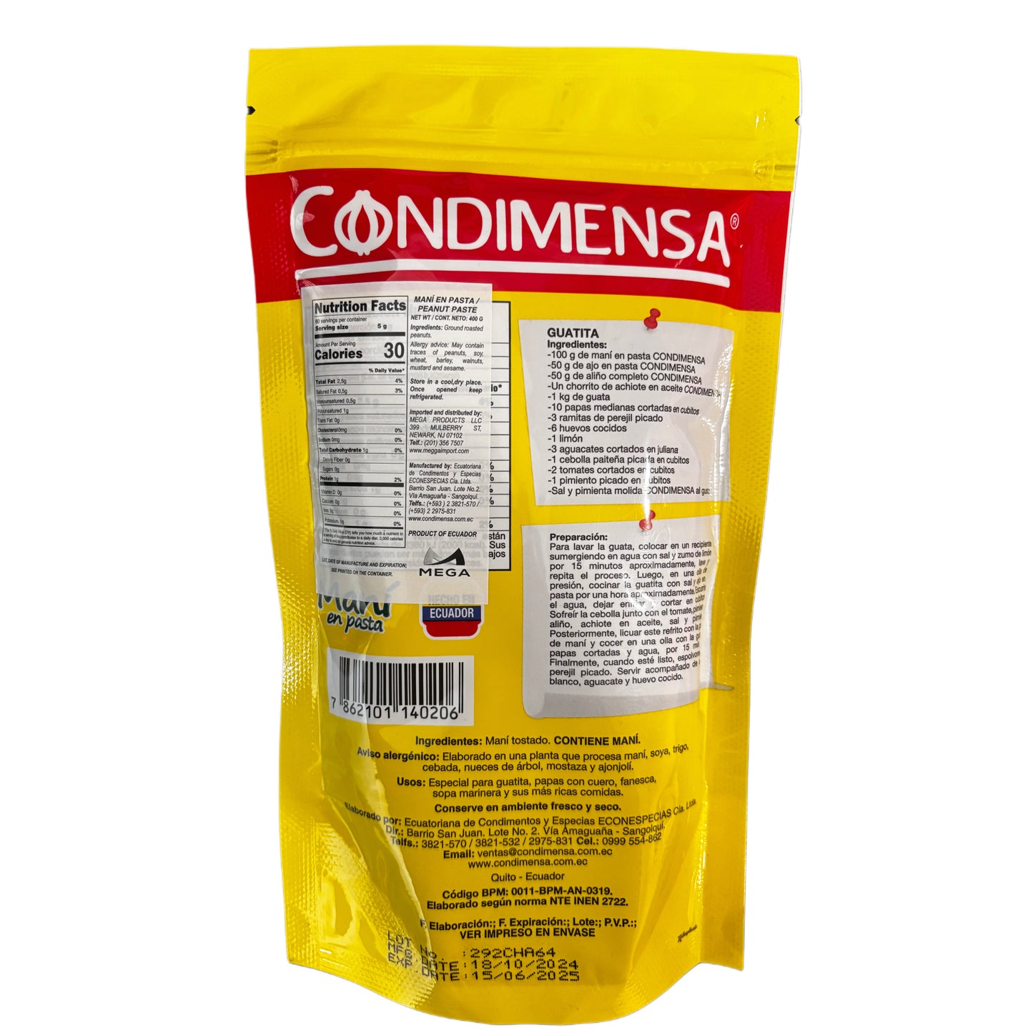 Condimensa Mani En Pasta/ Peanut Paste- 14.11 oz (400 g)