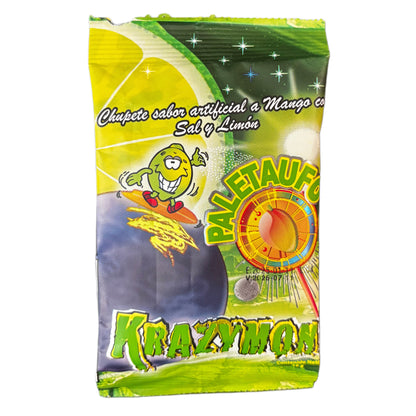 Chupete sabor mango con sal y limon/ Mango lollipop with salt and lime sour powder- 10g