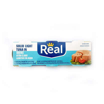 Real 3-pack Solid Tuna in Brine / Atun Claro Lomitos en Agua (8.4 oz)